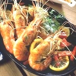 fruits de mer - gambas flambees